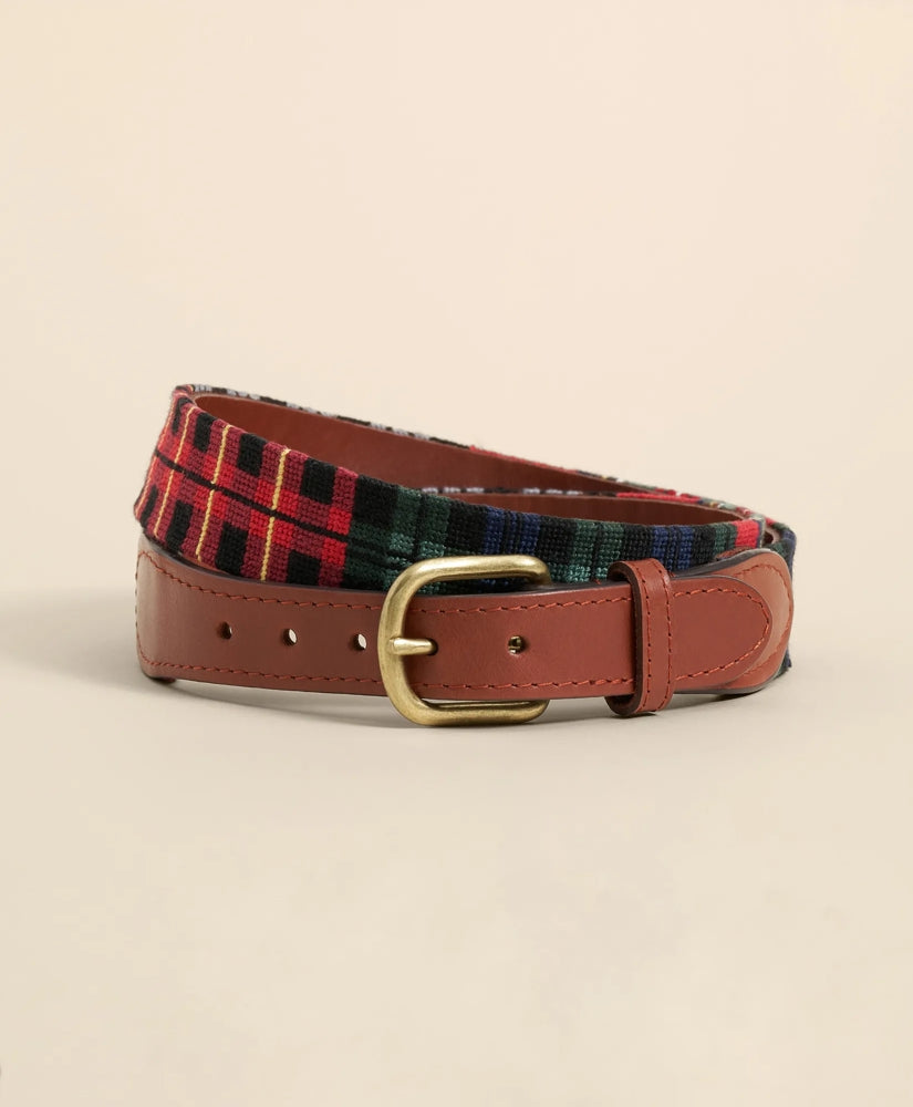 Men Smathers & Branson Needlepoint Plaid Belt - Brooks Brothers sale