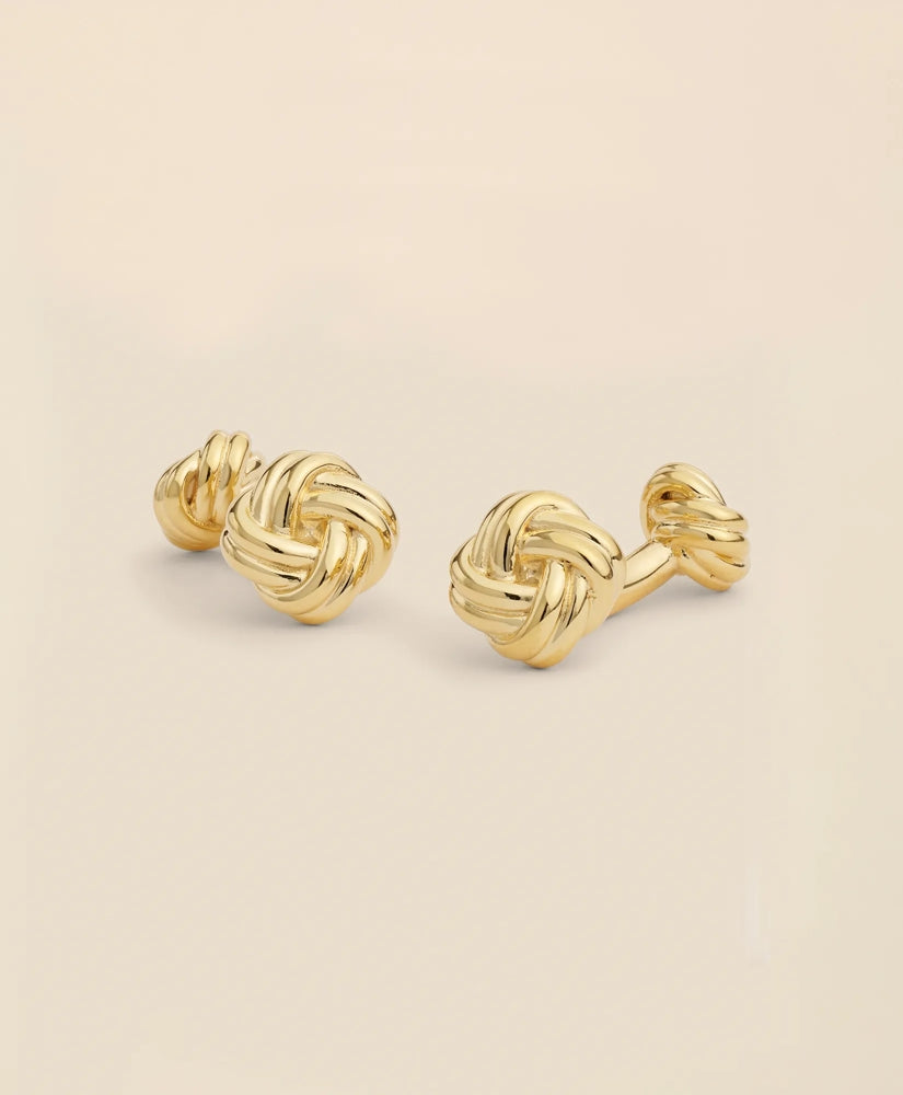 Men Sterling Silver Gold-Plated Knot Cufflinks - Brooks Brothers Online