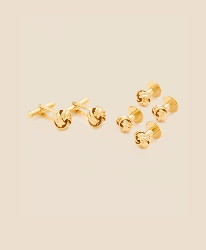 Men Sterling Silver Gold-Plated Knot Cufflinks