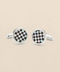 Men Sterling Silver Rhodium-Plated Checkerboard Cufflinks - Brooks Brothers Discount