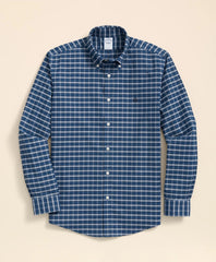 Sale Stretch Cotton Non-Iron Oxford Polo Button Down Collar, Mini Tartan Shirt - Brooks Brothers sale