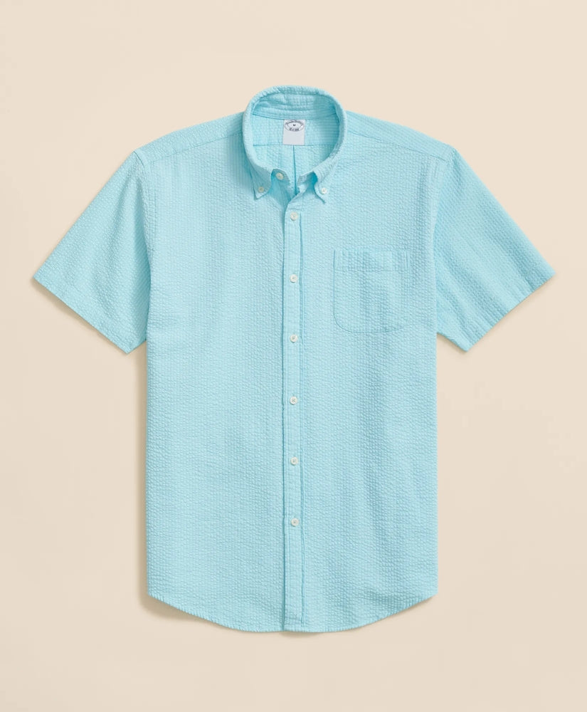 Shirts Stretch Cotton Seersucker Button-Down Collar Short-Sleeve Sport Shirt - Brooks Brothers Near me