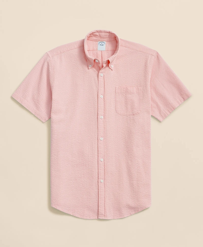 Shirts Stretch Cotton Seersucker Button-Down Collar Short-Sleeve Sport Shirt - Brooks Brothers Near me