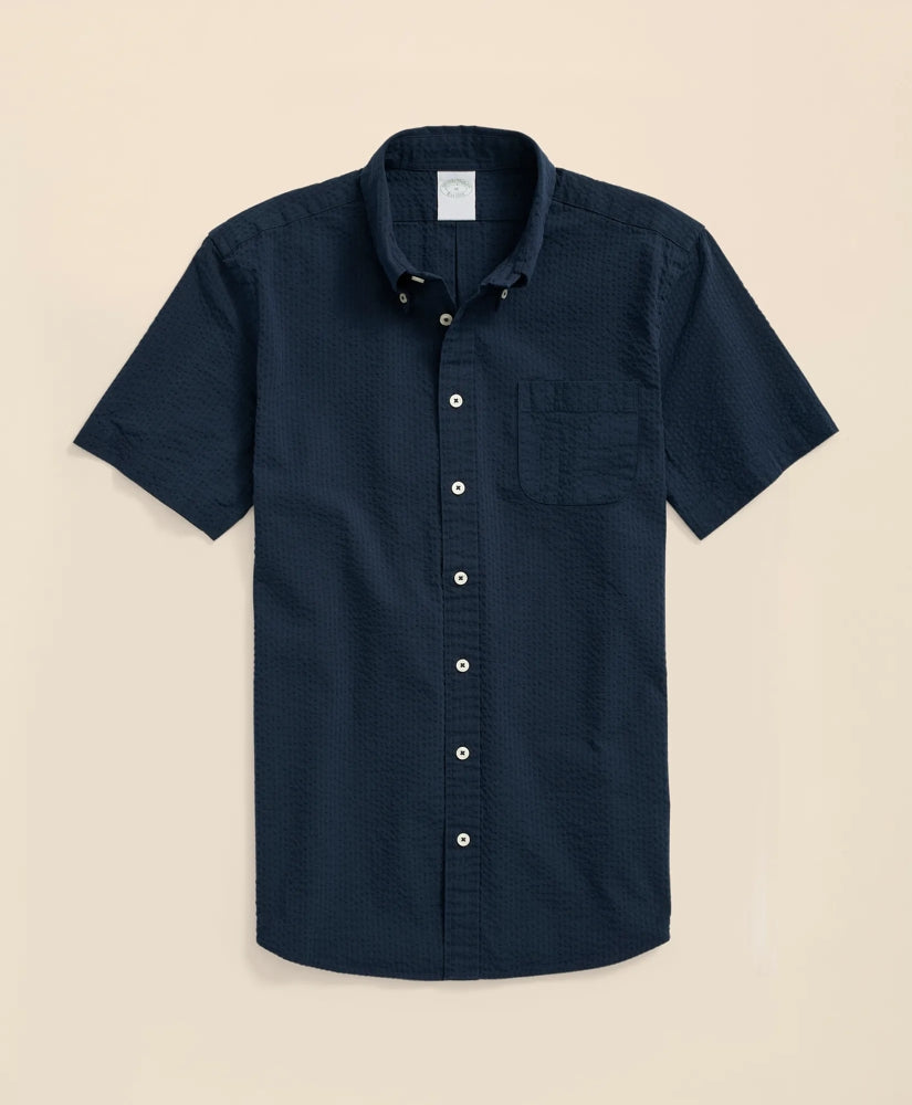 Shirts Stretch Cotton Seersucker Button-Down Collar Short-Sleeve Sport Shirt - Brooks Brothers Near me