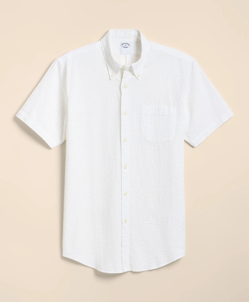 Shirts Stretch Cotton Seersucker Button-Down Collar Short-Sleeve Sport Shirt - Brooks Brothers Near me