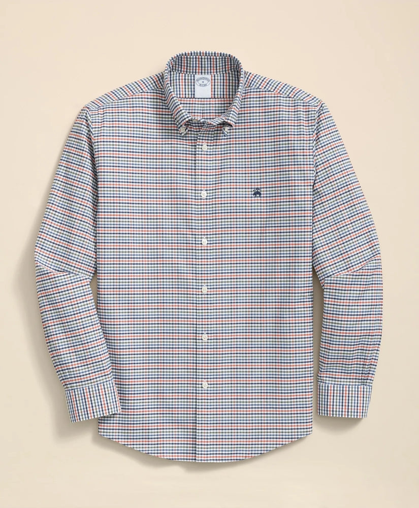 Sale Stretch Non-Iron Oxford Button-Down Collar, Multi-Check Shirt - Brooks Brothers