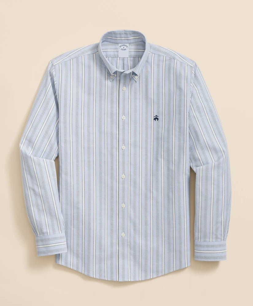 Sale Stretch Non-Iron Oxford Button-Down Collar, Outline Stripe Sport Shirt - Brooks Brothers