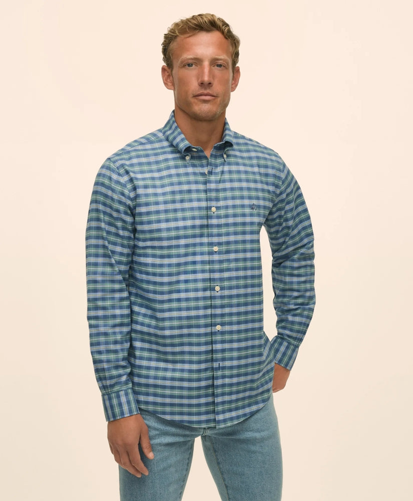 Sale Stretch Non-Iron Oxford Button-Down Collar, Tartan Sport Shirt