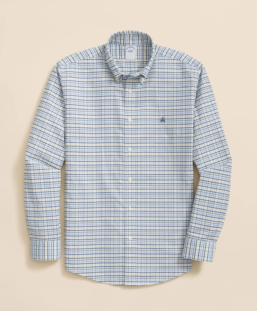 Sale Stretch Non-Iron Oxford Button-Down Collar, Tattersall Sport Shirt - Brooks Brothers Discount