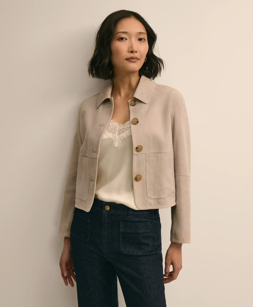 Women Suede Cropped Jacket - Brooks Brothers Gift
