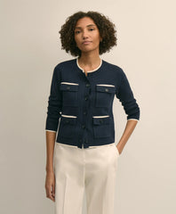 Sale Cotton Tipped 4-Pocket Cardigan - Brooks Brothers Near me