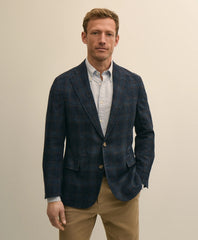 Men The Cloud Jacket in Wool-Linen Check - Brooks Brothers Online