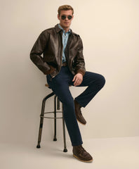 Men The Cockpit x Brooks Brothers A-2 Leather Flight Jacket - Brooks Brothers