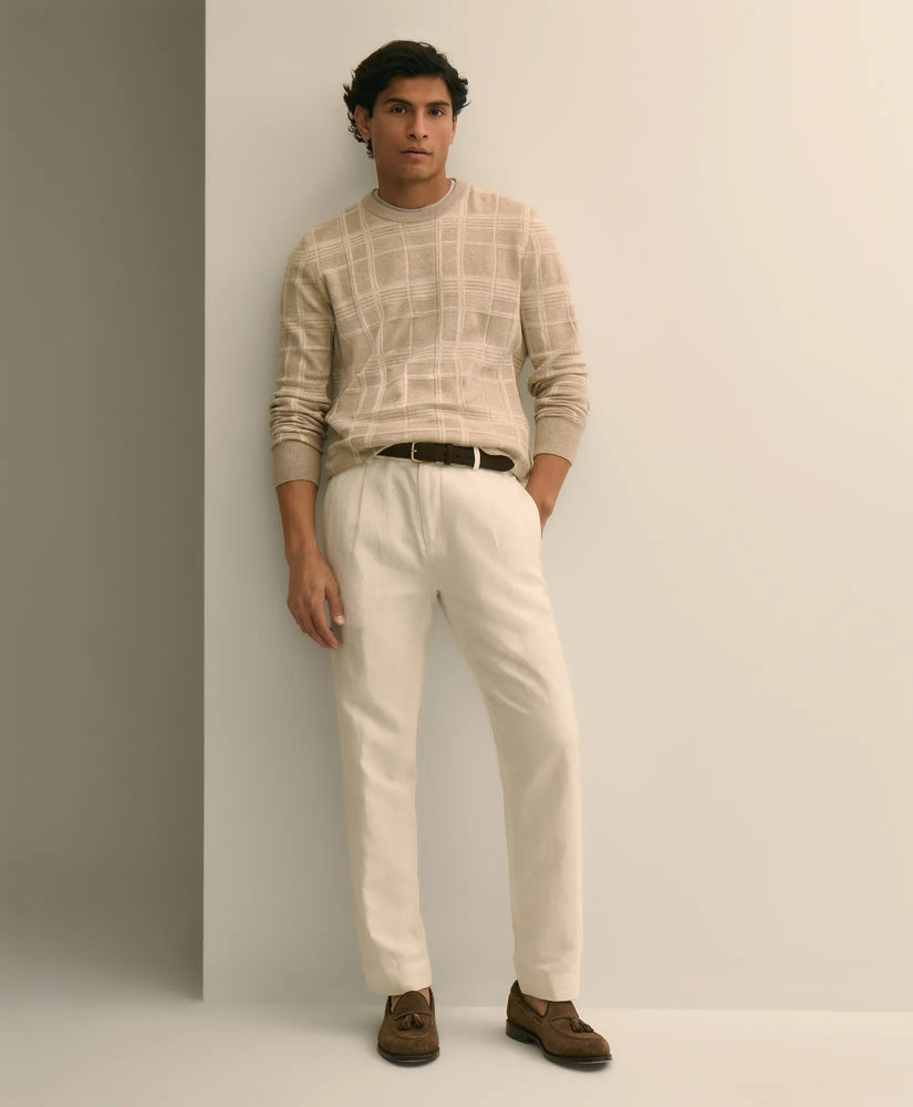 Men The Pleated Linen-Cotton Pants - Brooks Brothers Outlet