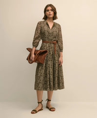 Women Tie-Neck Pleated Floral-Trellis Print Dress - Brooks Brothers On sale
