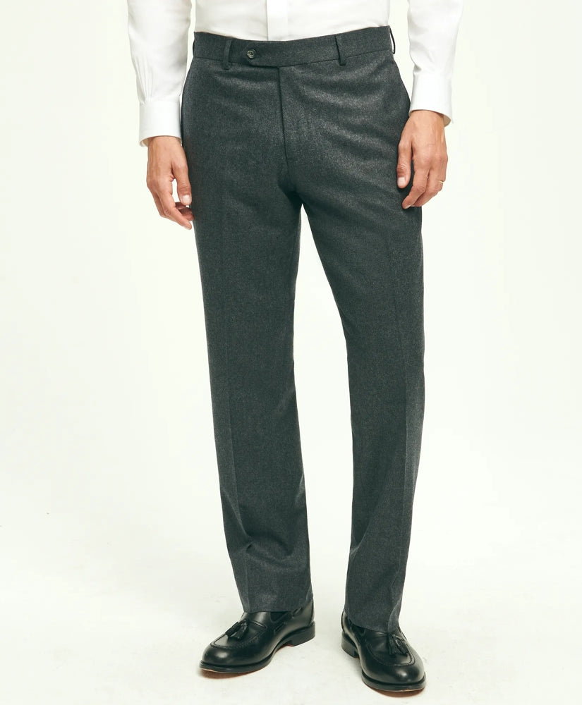 Men Traditional Fit Wool Flannel Dress Pants - Brooks Brothers Gift