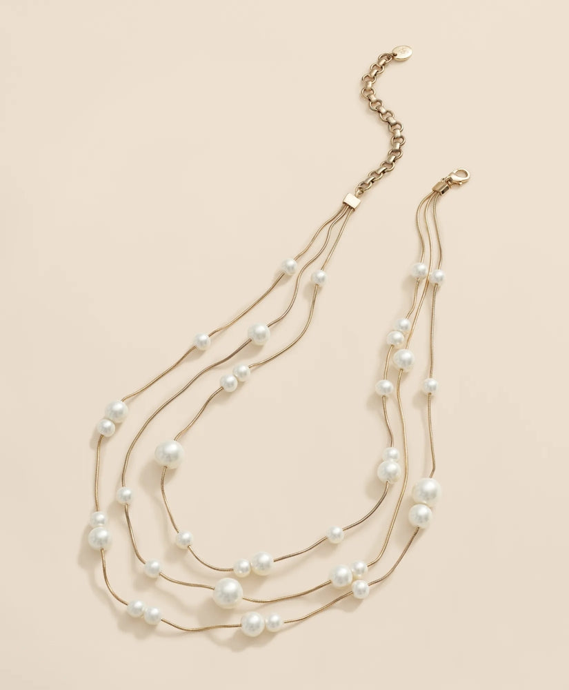 Women Triple Strand Faux-Pearl Necklace - Brooks Brothers sale