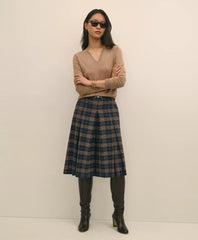 Sale Twill Pleated Plaid Culottes - Brooks Brothers Outlet