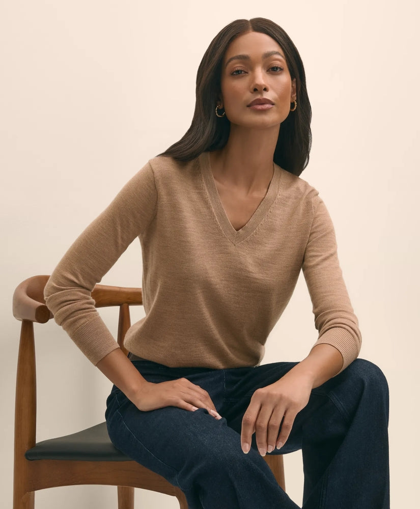 Women Ultimate Merino Wool V-Neck Sweater - Brooks Brothers On sale