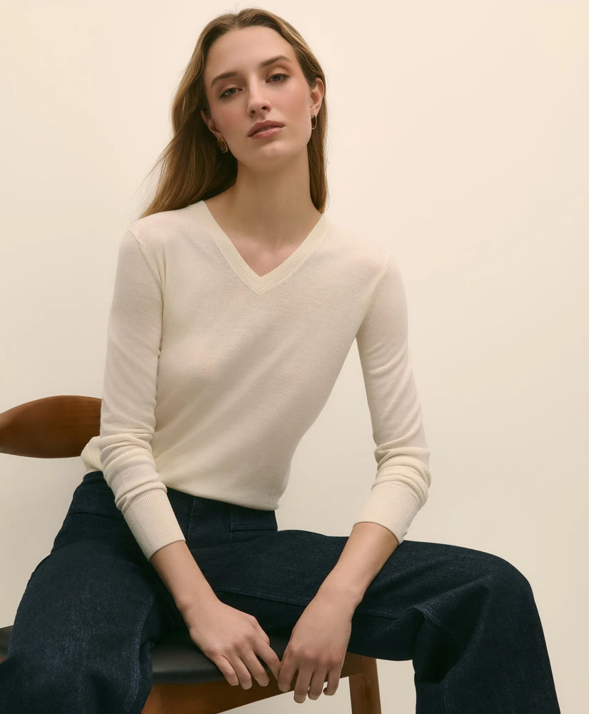 Women Ultimate Merino Wool V-Neck Sweater - Brooks Brothers Near me