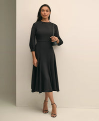Sale Viscose Blend Shirred-Sleeve Dress - Brooks Brothers Near me