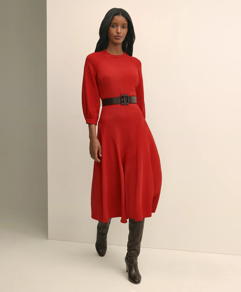 Sale Viscose Blend Shirred-Sleeve Dress - Brooks Brothers Near me