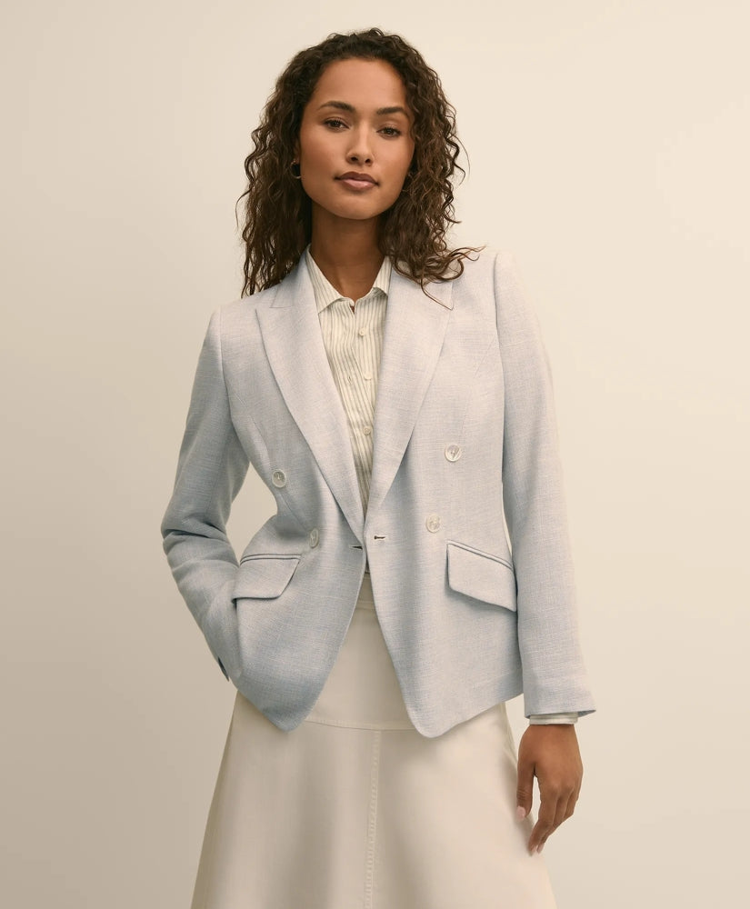 Women Viscose Melange Tweed Double-Breasted Jacket - Brooks Brothers