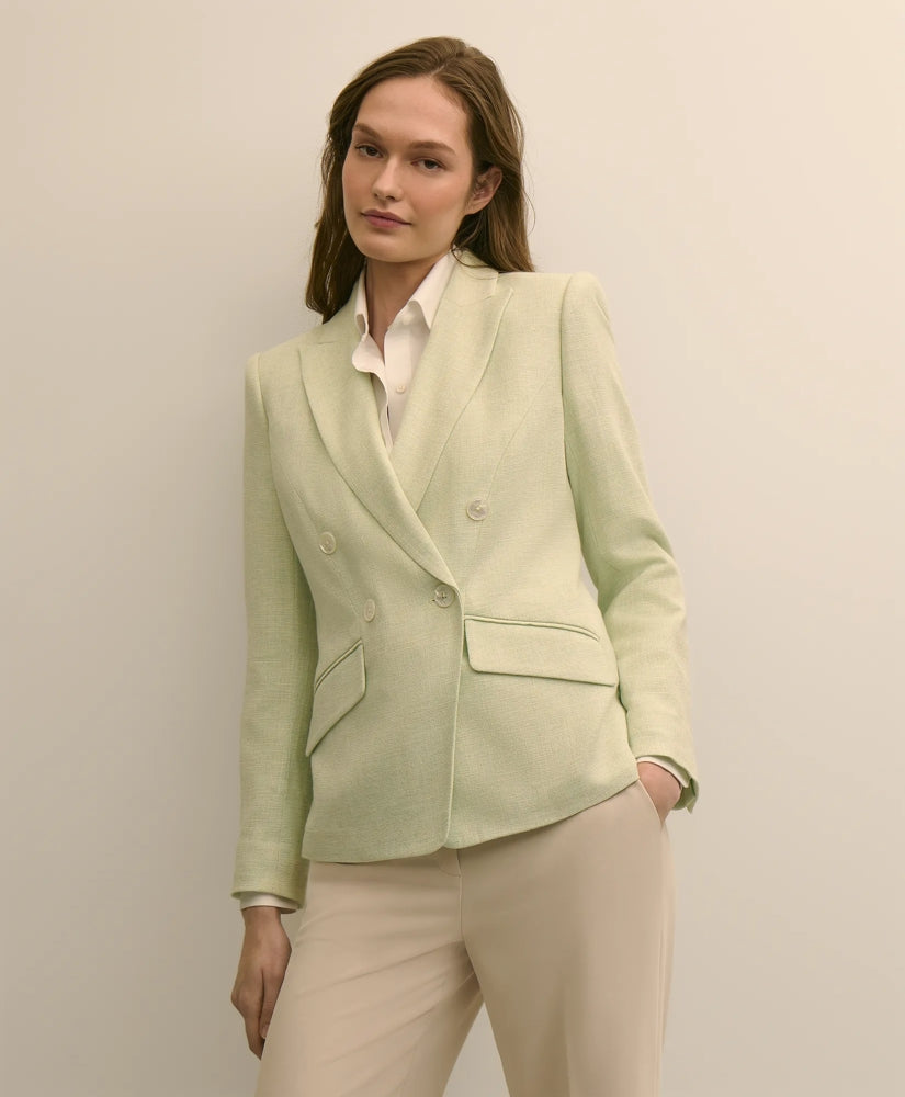 Women Viscose Melange Tweed Double-Breasted Jacket - Brooks Brothers