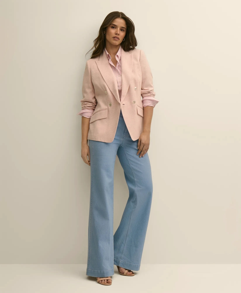 Women Viscose Melange Tweed Double-Breasted Jacket - Brooks Brothers