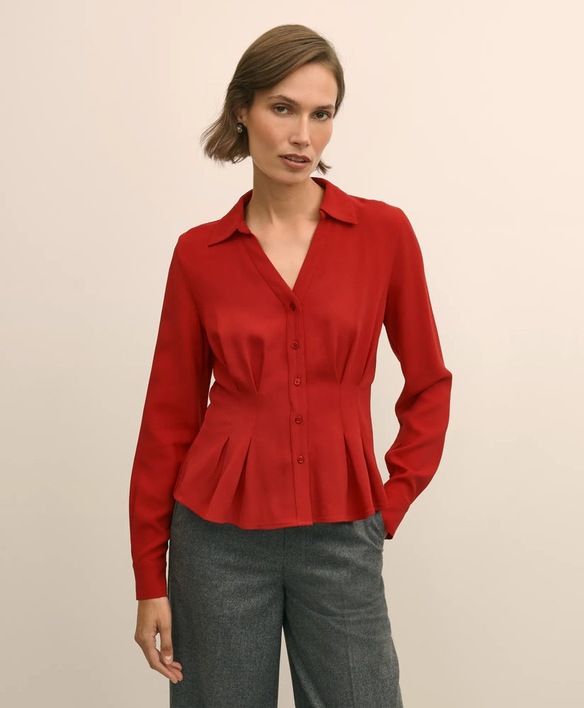 Sale Viscose Peplum Blouse - Brooks Brothers Gift
