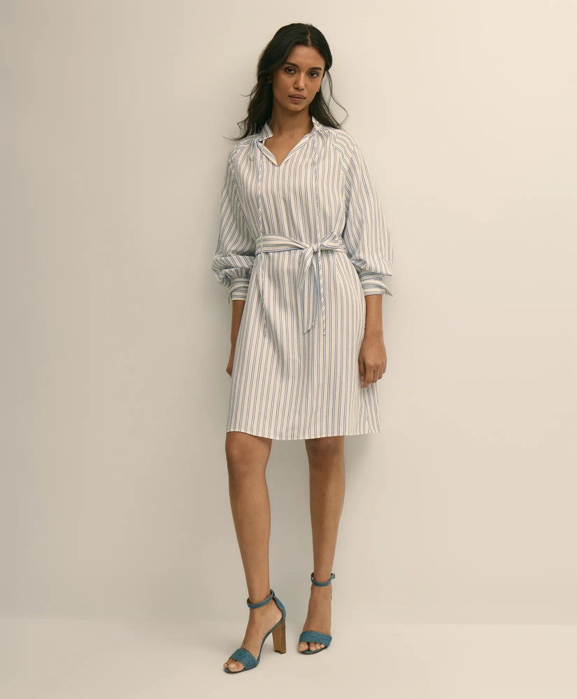 Sale Viscose Pullover Striped Belted Shirt Dress - Brooks Brothers Near me