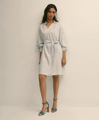 Sale Viscose Pullover Striped Belted Shirt Dress - Brooks Brothers Near me