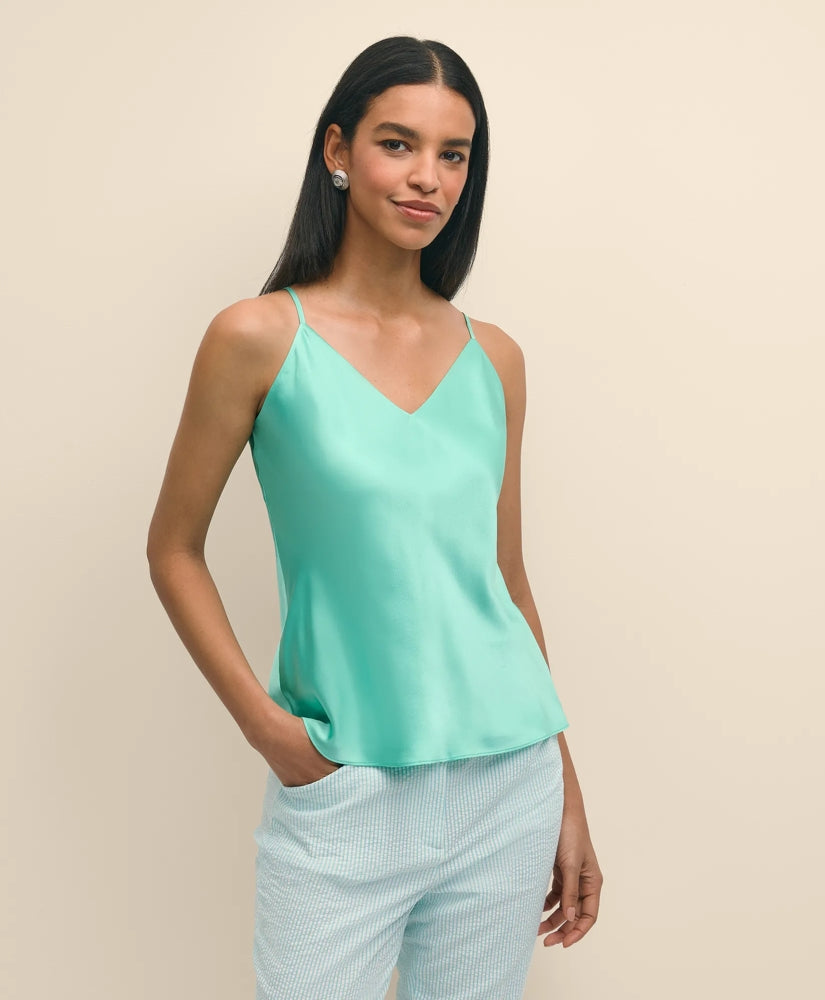 Women V-Neck Camisole in Washable Silk Charmeuse - Brooks Brothers Discount
