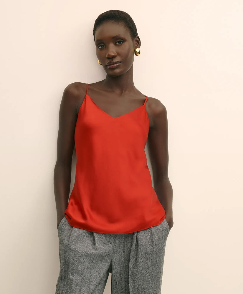 Sale V-Neck Cami in Washable Silk Charmeuse - Brooks Brothers On sale
