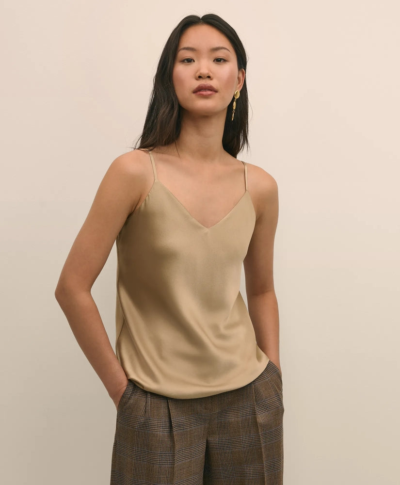 Sale V-Neck Cami in Washable Silk Charmeuse - Brooks Brothers On sale