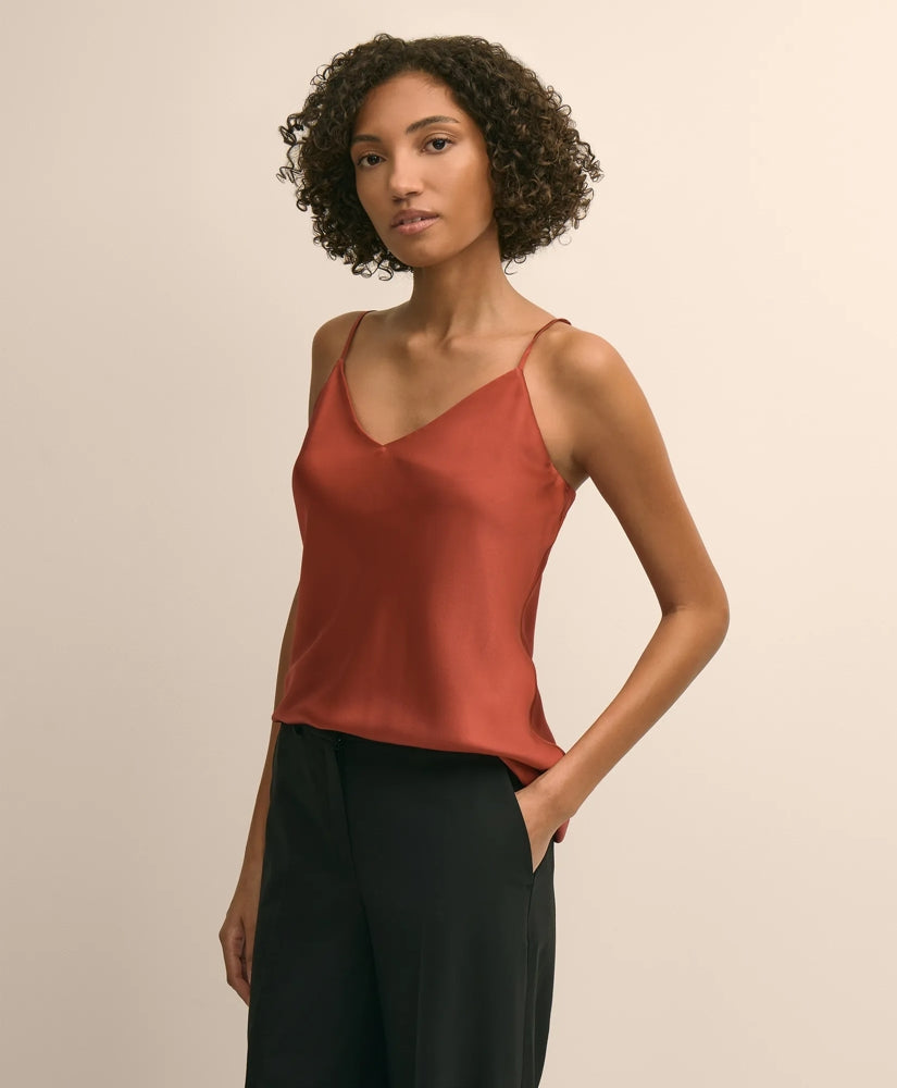 Women V-Neck Cami in Washable Silk Charmeuse - Brooks Brothers Gift