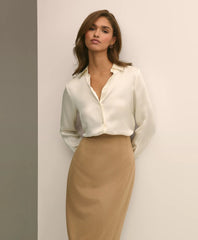 Shirts Relaxed Fit Silk Charmeuse Blouse - Brooks Brothers For sale