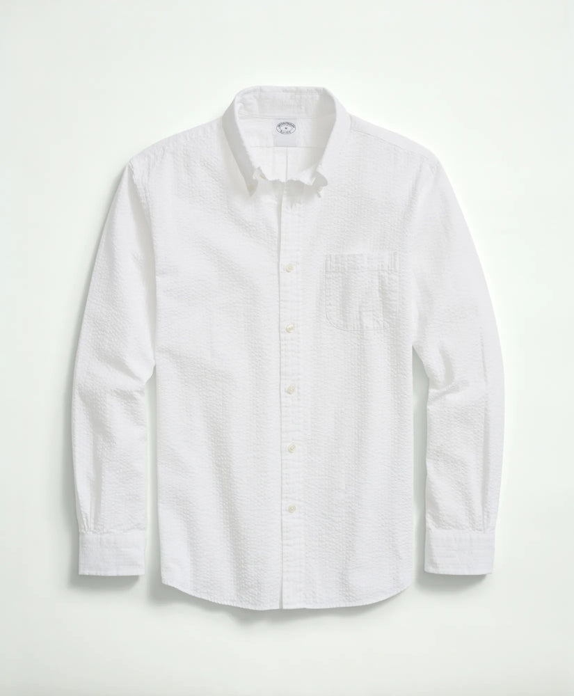 Shirts Washed Cotton Seersucker Button-Down Collar Sport Shirt - Brooks Brothers Online