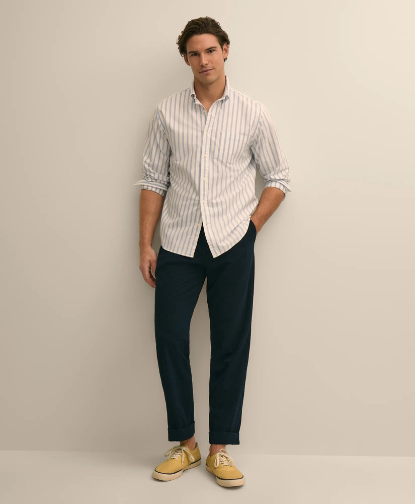 Men Washed Cotton Seersucker Pants - Brooks Brothers US