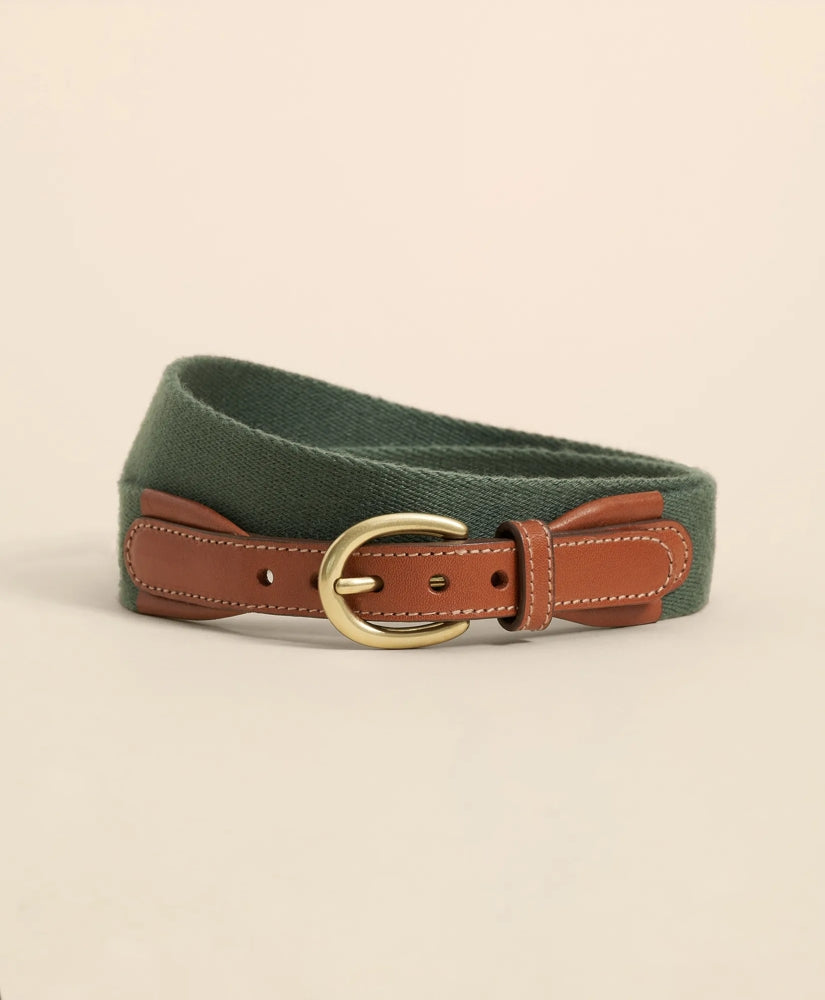 Men Webbed Leather-Accent Belt - Brooks Brothers Discount