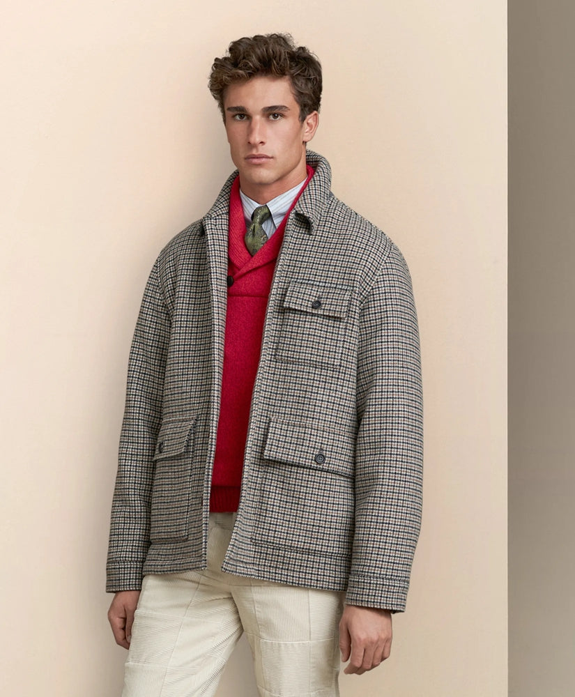 Sale Wool Blend Double-Faced Guncheck Walking Coat - Brooks Brothers Near me