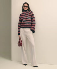 Sale Wool Blend Funnel-Neck Fair Isle Sweater