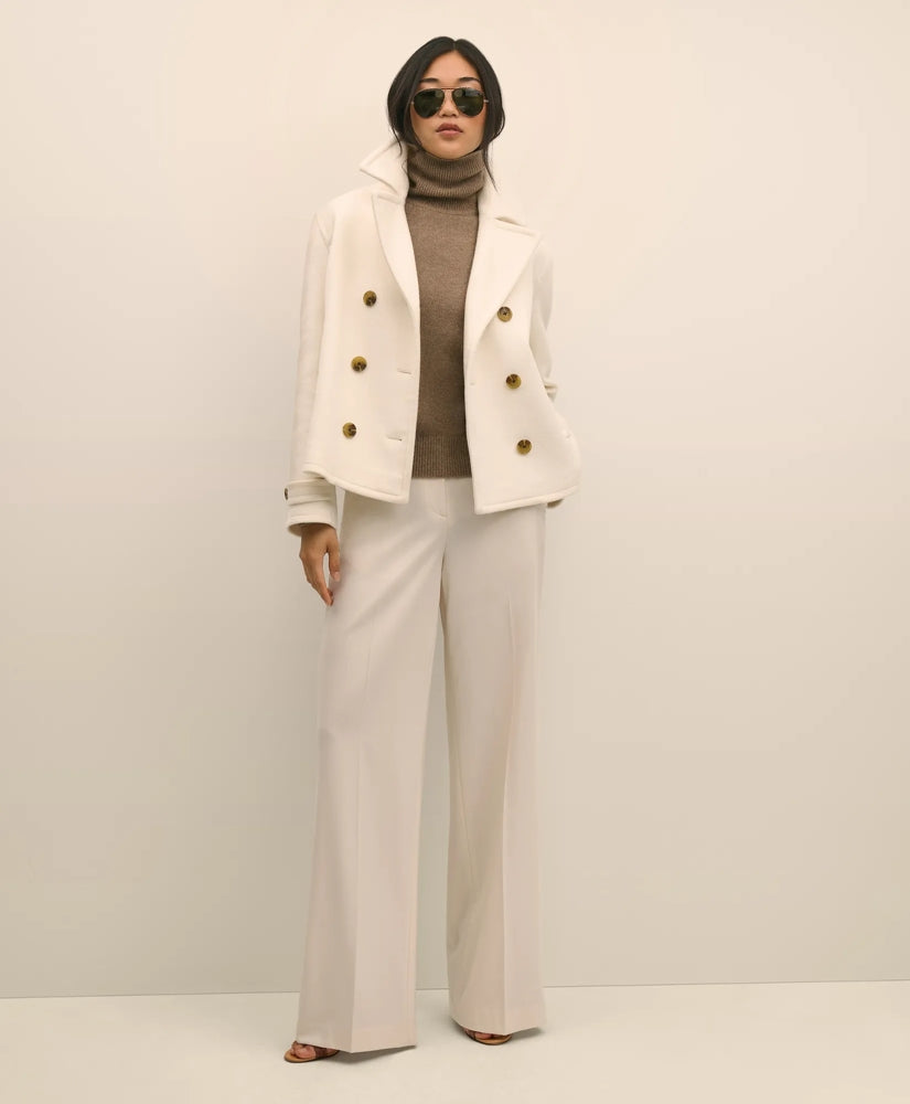 Sale Wool Double-Faced Cropped Peacoat