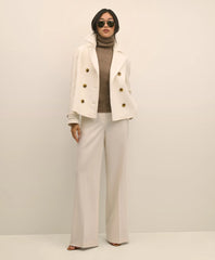 Sale Wool Double-Faced Cropped Peacoat
