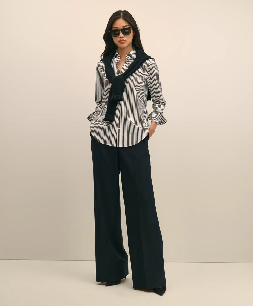 Women Wool Flannel High Waisted Wide-Leg Pant - Brooks Brothers For sale