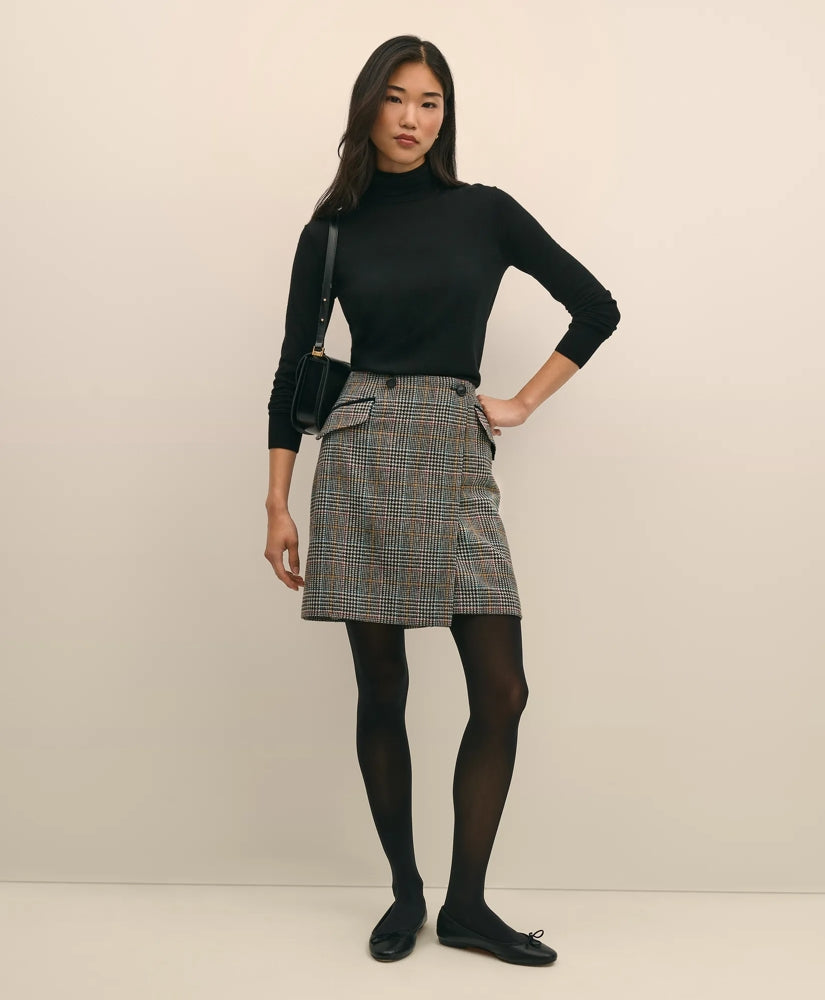 Sale Wool Multi-Check Wrap Mini Skirt - Brooks Brothers Gift