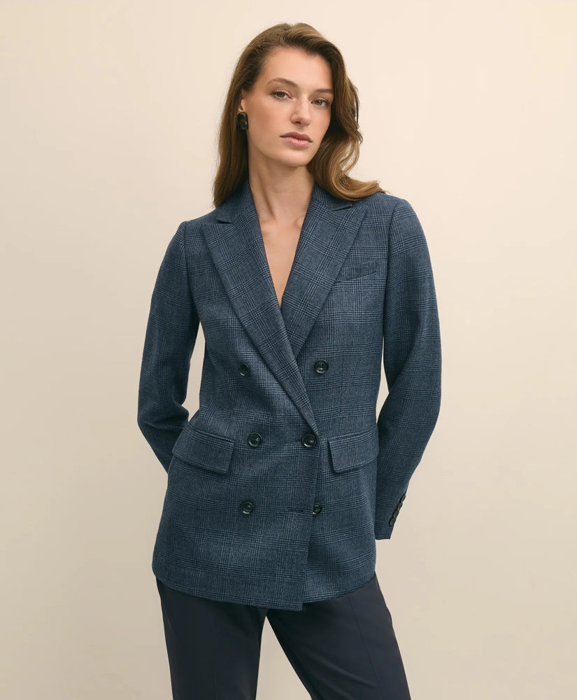 Women Wool Plaid Double-Breasted Jacket - Brooks Brothers On sale