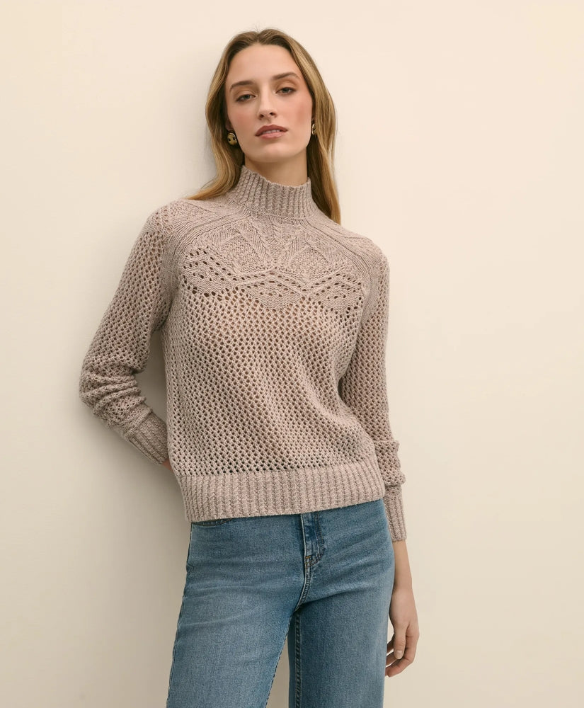 Sale Wool Pointelle Open Knit Mock Neck Sweater - Brooks Brothers sale