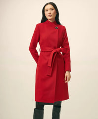 Women Wrap Coat in Water-Repellent Brushed-Twill Wool - Brooks Brothers On sale