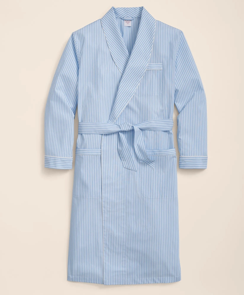 Men Cotton Broadcloth Bengal Striped Robe - Brooks Brothers Outlet